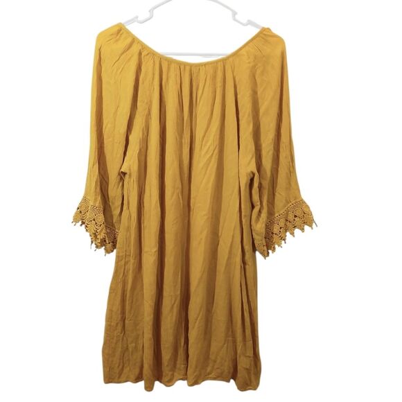 Mustard Yellow Embroidered Lined Dress - Picture 2 of 9